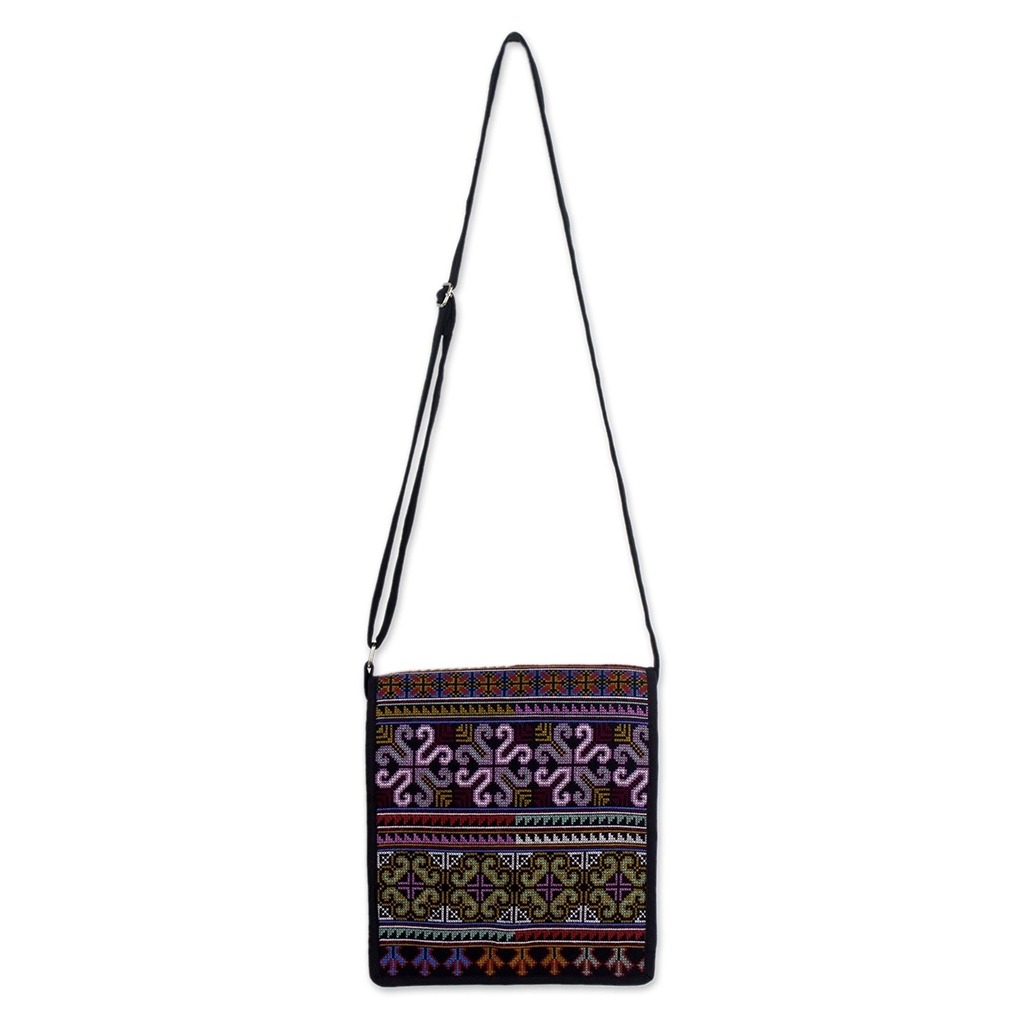 Cotton shoulder bag, 'Hmong Pride'